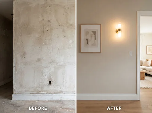 Before: Damaged Plaster & Hairline Fissures